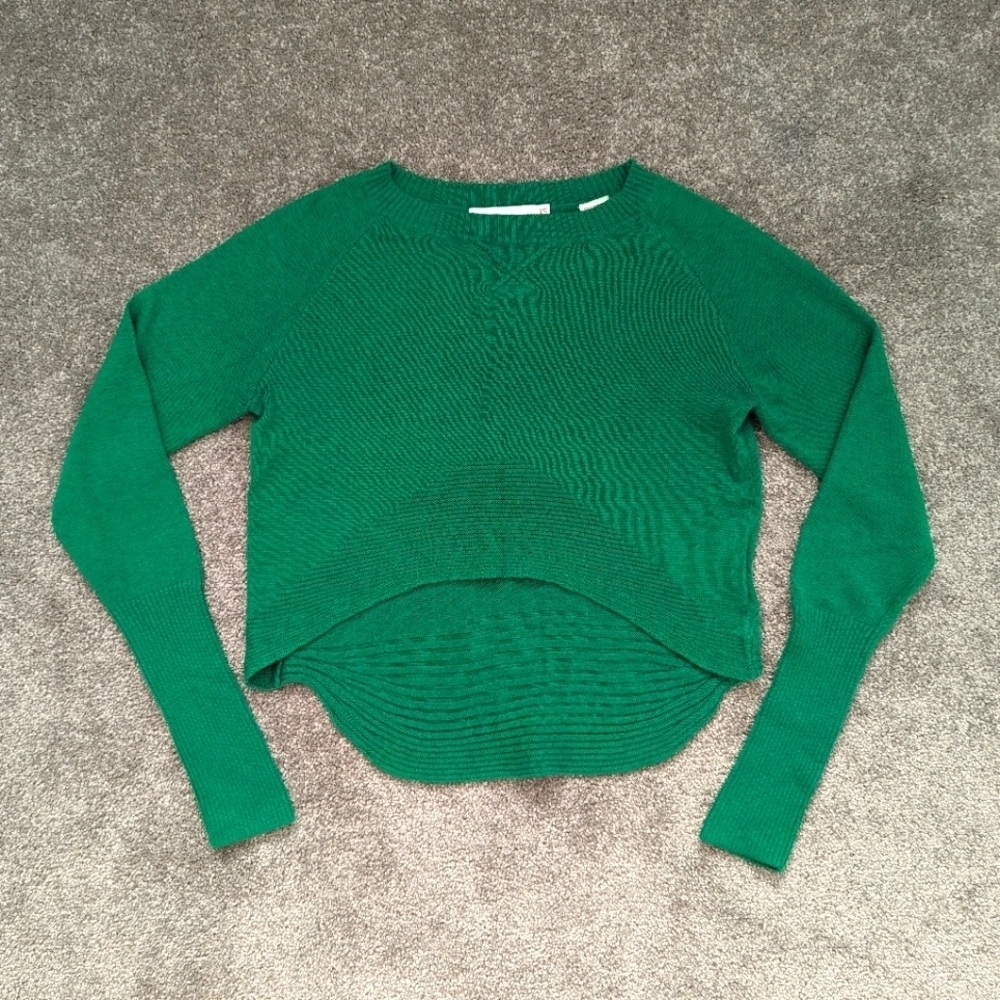 Yoon by Anthropologie wool and cashmere green asymmetric cropped sweater Xsmall